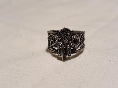 INEL argint MANA MAICII DOMNULUI HAMSA in filigran VECHI manopera EXCEPTIONALA foto