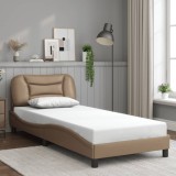 VidaXL Cadru de pat cu tăblie, cappuccino, 80x200 cm, piele ecologică