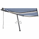 vidaXL Copertină automată cu senzor v&acirc;nt&amp;LED, albastru/alb, 400x350 cm