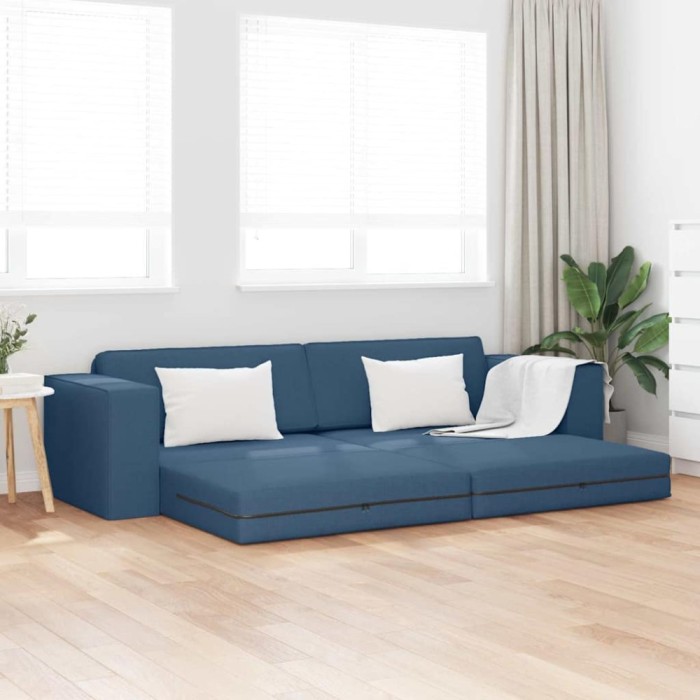 Canapea Pat 2-in-1 Albastră 245x150x60.5 cm Țesătură