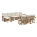 vidaXL Set de canapele de exterior cu pernă 10 pcs Alb Natural și Crem 3437778