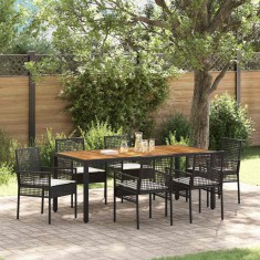 vidaXL Set de masă pentru grădină 7 pcs Negru Rattan poli 3334905