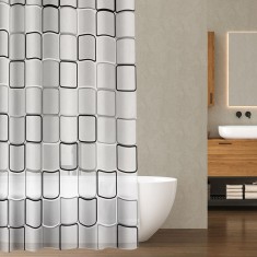 Perdea Duș PEVA, Clearprint, Culoare Alb, Dimensiuni 180x180 cm, 12 Inele foto