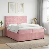 Cumpara ieftin Pat boxspring cu saltea cu headboard Roz 200 x 200 cm Catifea