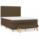 Cumpara ieftin Pat box spring cu saltea, maro inchis, 140x200 cm, textil