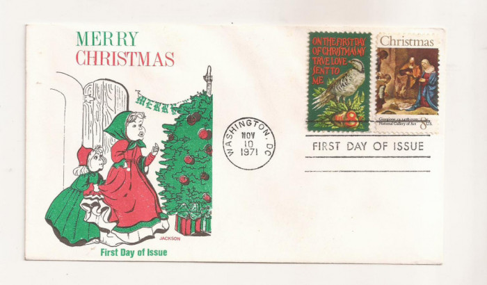 Plic FDC SUA - Merry Christmas - First day of Issue, necirculat 1971