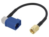 Cablu Fakra Mamă SMA Tată 100mm Unghi Drept