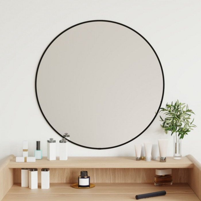 Oglinda de perete rotunda, negru, &Oslash; 60 cm GartenMobel Dekor
