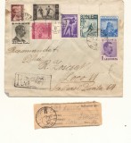 Romania 1937 seria sport UFSR 8 timbre circulată pe 3 plicuri recomandate adresate catre R. Zoscsak