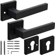Set Maner Usa Interior, cu Rozeta Cheie, Reversibil, Universal, Silentios, Reglabil, Elegant, Rezistent, din Aluminiu/Fier, pentru Living, Dormitor, B