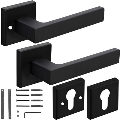 Set Maner Usa Interior, cu Rozeta Cheie, Reversibil, Universal, Silentios, Reglabil, Elegant, Rezistent, din Aluminiu/Fier, pentru Living, Dormitor, B foto