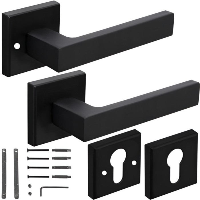 Set Maner Usa Interior, cu Rozeta Cheie, Reversibil, Universal, Silentios, Reglabil, Elegant, Rezistent, din Aluminiu/Fier, pentru Living, Dormitor, B