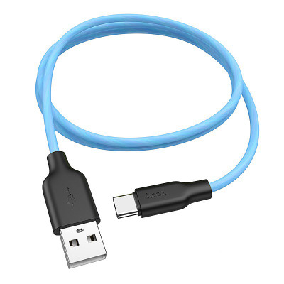 Cablu Date si Incarcare USB la USB Type-C HOCO Fluorescent X21 Plus, 1 m, Bleu foto