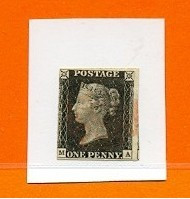 13=ANGLIA-MAREA BRITANIE 1840 Mi 1 Regina Victoria ONE PENNY BLACK Stampilat foto