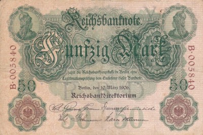 GERMANIA 50 marci 1906 VF!!! foto