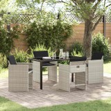 VidaXL Set de dining de grădină cu 5 piese și perne Gri deschis Poliratan