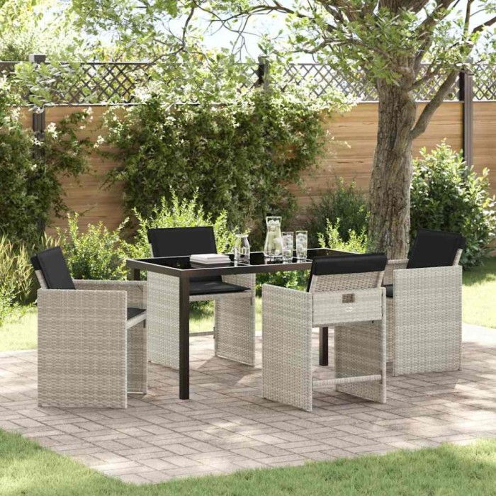 vidaXL Set de masă pentru grădină 5 pcs Gri deschis Rattan poli 3379993