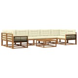 vidaXL Set de canapele de exterior cu pernă 8 pcs Natural și Crem 3382423