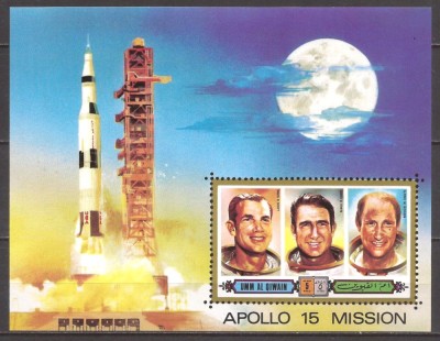 UMM AL QIWAIN 1972 COSMOS APOLLO 15 ( colita nedantelata) MNH foto