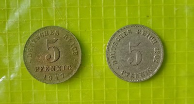 F479-2 Monede vechi Germania 5 Phennig 1917- Deutches Reich stare buna. foto