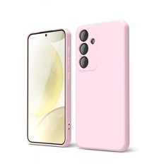 Huse silicon protectie camera cu microfibra pentru Samsung S24 Roz