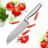 Cumpara ieftin Cuțit de Bucătărie Koken, model Santoku, Oțel Inoxidabil, 20 cm, M&acirc;ner Ergonomic, Argintiu