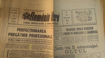 Ziarul Rom&amp;acirc;nia Liberă, Anul 30, Nr.8472, 20 ianuarie 1972 - Ceaușescu, Olt foto