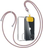 Husa cu snur pentru iPhone 12 PRO MAX GUMO-LONG, silicon/textil,transparent, 6.5 inchi