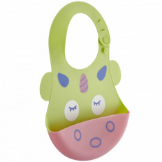 Baveta BabyJem din silicon Soft Baby Bib (Culoare: Bleu)