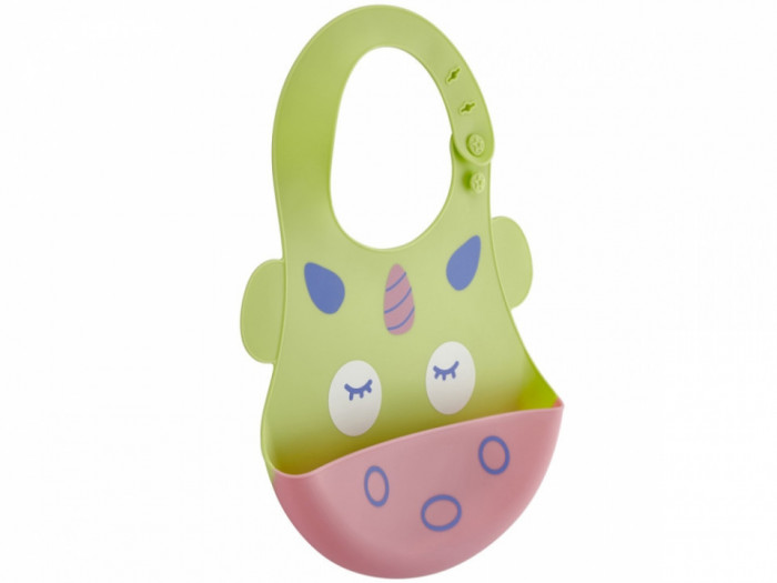 Baveta BabyJem din silicon Soft Baby Bib (Culoare: Verde)