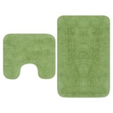 Set covorase baie, 2 buc., verde, material textil GartenMobel Dekor, vidaXL