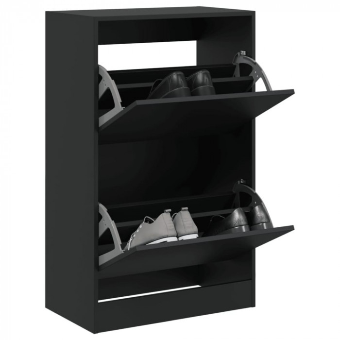 vidaXL Pantofar, negru, 60x34x96,5 cm, lemn compozit