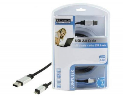 Cablu USB 2.0 A tata - Micro USB A tata 1.8m Konig foto