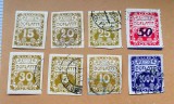 Cehoslovacia Clasică 1919-1920 Taxă de Plată Alphonse Mucha Doplatit Lot 8 Valori Imperforate Ștampilate - OREF1