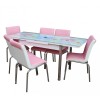 Set masa sticla 6 scaune Nr98 Pembe Mavi Cicek