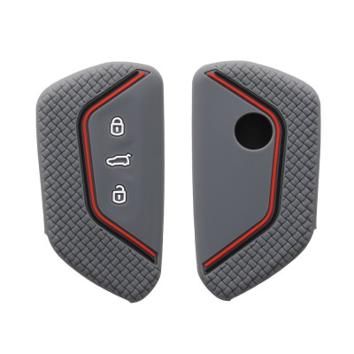 Husa Cheie Auto pentru VW / Skoda / Seat - 3 Butoane, kwmobile, Silicon, Gri, 54313.10 foto