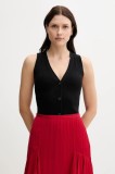 Sisley vestă cu amestec de in culoarea negru, 105GM602J