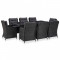 vidaXL Set mobilier de exterior, 9 piese, negru, poliratan