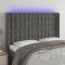 Gossi tablie de pat cu led, gri inchis, 147x16x118/128 cm, catifea
