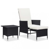 Set mobilier gradina Gossi, 2 piese, poliratan negru, cu perne