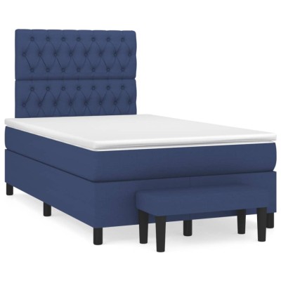 vidaXL Pat box spring cu saltea, albastru, 120x190 cm, material textil 3270382 foto