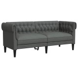 Cumpara ieftin Canapea Chesterfield cu 2 locuri, gri inchis, material textil