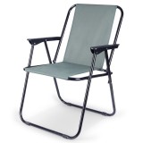 Scaun de camping pliabil cu cotiere, gri, 54 x 44,5 x 72,5 cm