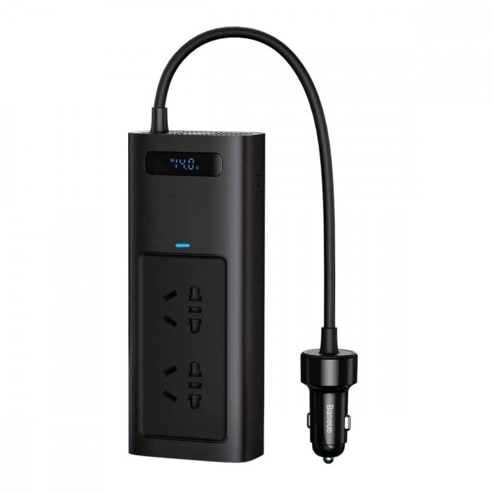 INVERTOR ELECTRIC auto Baseus, IGBT, 2 x AC, 2 x USB Type-C, 1 x USB, 150W 220V, conectare auto 12V, negru &quot;CGNB020101&quot; (timbru verde 2.00 lei) - 6932
