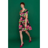 Rochie scurta oversized cu maneci scurte si imprimeu floral Sfori