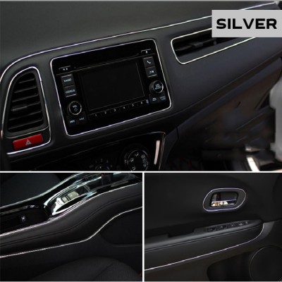Banda decor interior crom tuning, 5m, argintiu foto