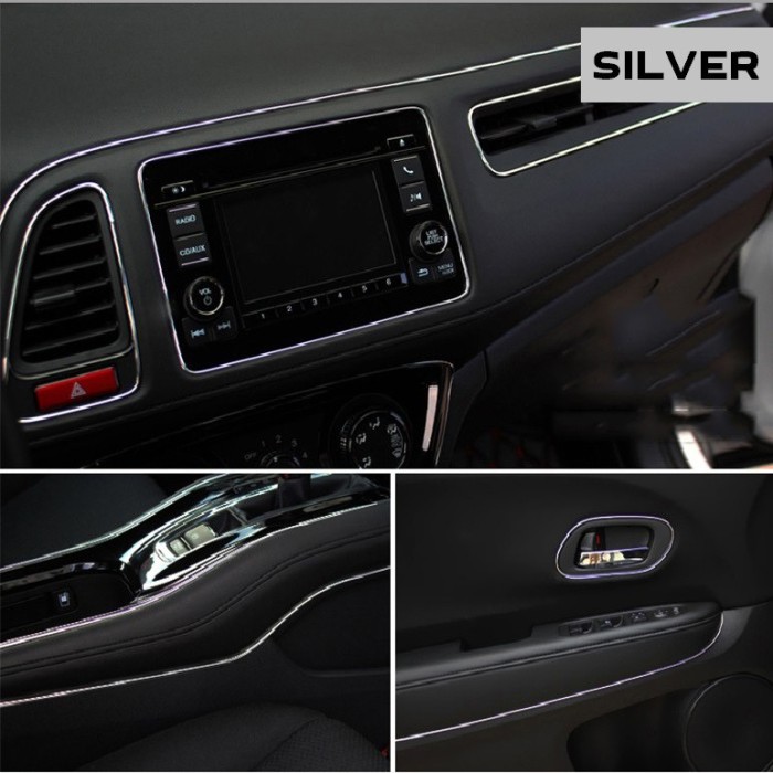Banda decor interior crom tuning, 5m, argintiu