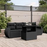Cumpara ieftin Gossi set mobilier de gradina cu perne, 5 piese, negru, poliratan