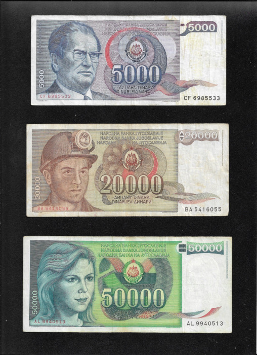 Set Iugoslavia 42 bancnote seriile hiperinflatie 1985 - 1994