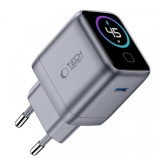 Incarcator Retea Tech-Protect NC45W Display, 45W, 3A, 1 x USB-C, Gri